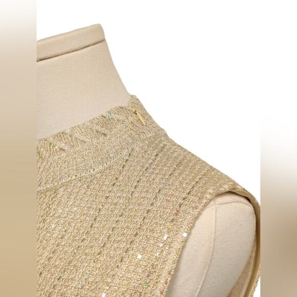 NWT St. John Gold Iridescent Turtle Neck Tank Size Large - Picture 2 of 5